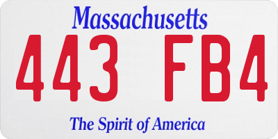 MA license plate 443FB4