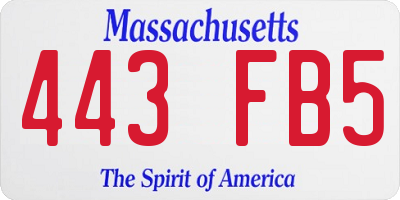 MA license plate 443FB5