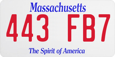 MA license plate 443FB7