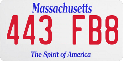 MA license plate 443FB8