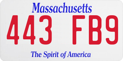 MA license plate 443FB9