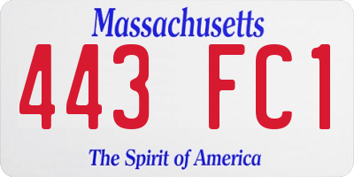 MA license plate 443FC1