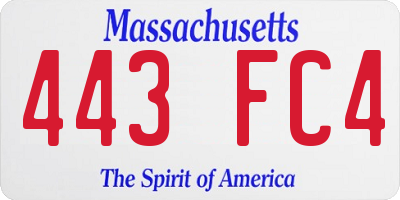 MA license plate 443FC4