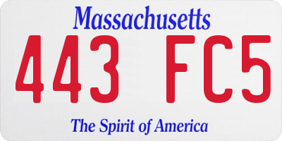 MA license plate 443FC5