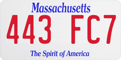 MA license plate 443FC7