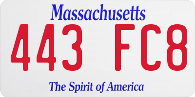 MA license plate 443FC8