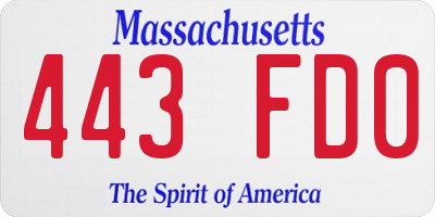 MA license plate 443FD0