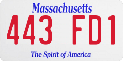 MA license plate 443FD1