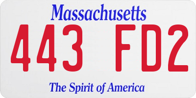 MA license plate 443FD2