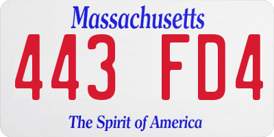 MA license plate 443FD4