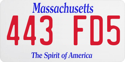 MA license plate 443FD5