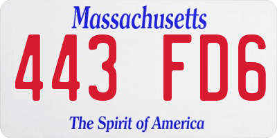 MA license plate 443FD6