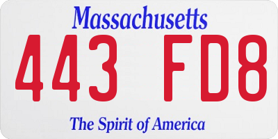 MA license plate 443FD8
