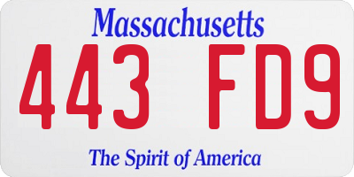 MA license plate 443FD9