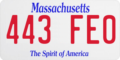 MA license plate 443FE0