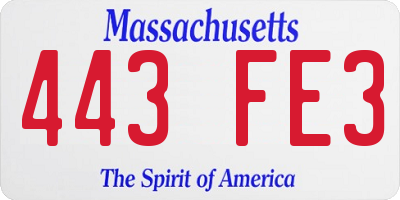MA license plate 443FE3