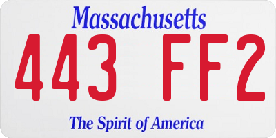MA license plate 443FF2