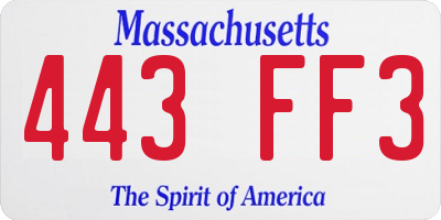 MA license plate 443FF3