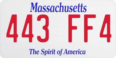 MA license plate 443FF4