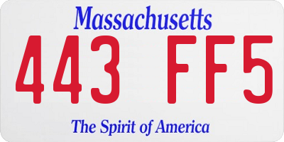MA license plate 443FF5
