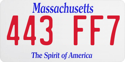 MA license plate 443FF7