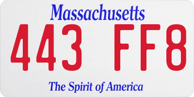 MA license plate 443FF8