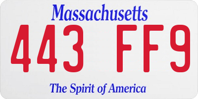 MA license plate 443FF9