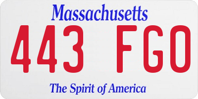 MA license plate 443FG0