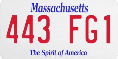 MA license plate 443FG1