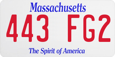 MA license plate 443FG2