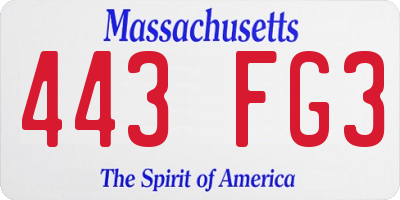 MA license plate 443FG3