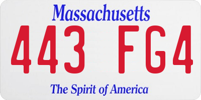 MA license plate 443FG4