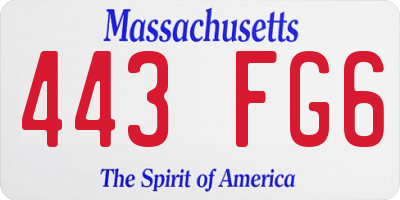 MA license plate 443FG6