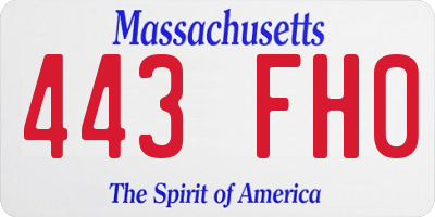 MA license plate 443FH0