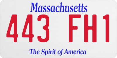 MA license plate 443FH1