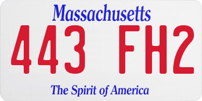 MA license plate 443FH2
