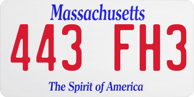 MA license plate 443FH3