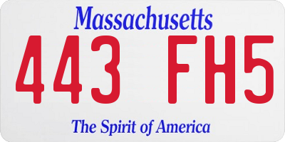 MA license plate 443FH5