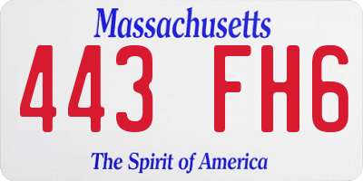 MA license plate 443FH6