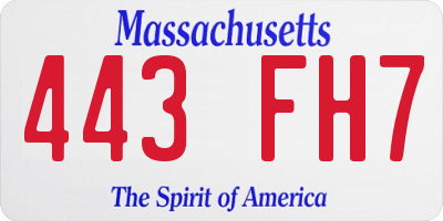 MA license plate 443FH7