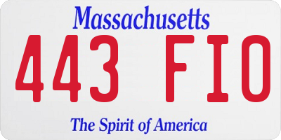 MA license plate 443FI0
