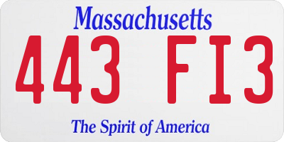 MA license plate 443FI3