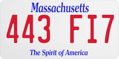 MA license plate 443FI7