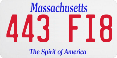 MA license plate 443FI8