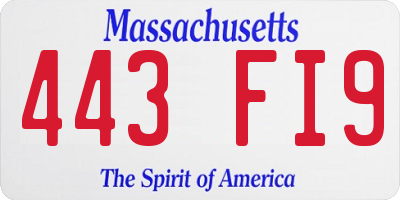 MA license plate 443FI9