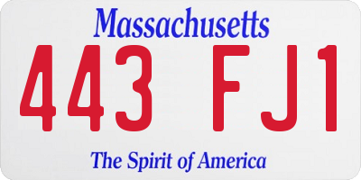 MA license plate 443FJ1