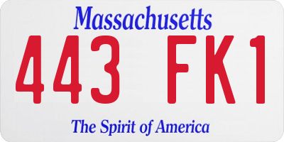 MA license plate 443FK1