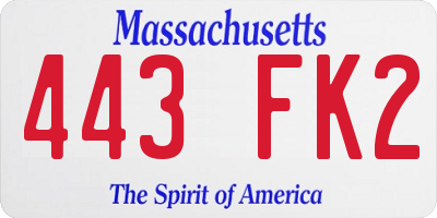 MA license plate 443FK2