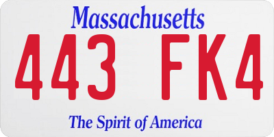 MA license plate 443FK4