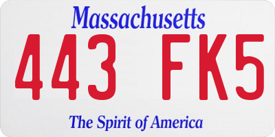 MA license plate 443FK5
